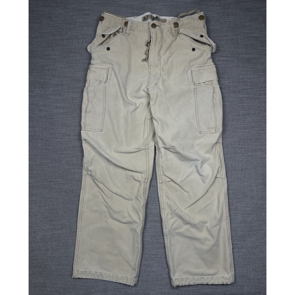 Abercrombie & Fitch Cargo Pants Mens 32R Beige Vintage Fatigue A-1 Distressed